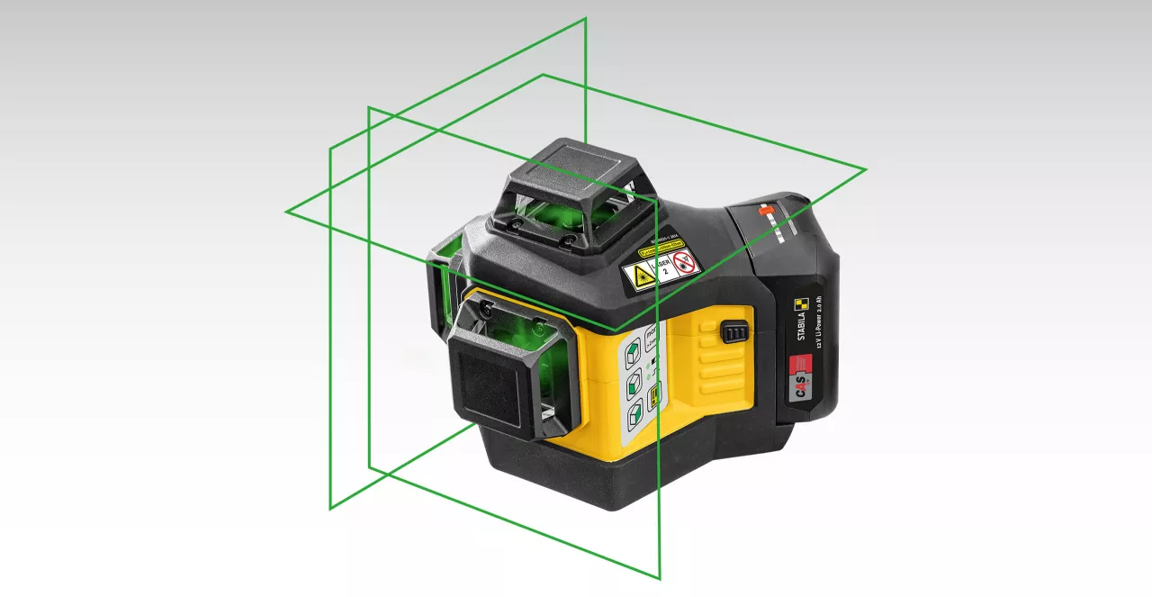 Laser multiligne LAX 600 G, système 12 V, kit 7 pièces, avec batterie et chargeur.